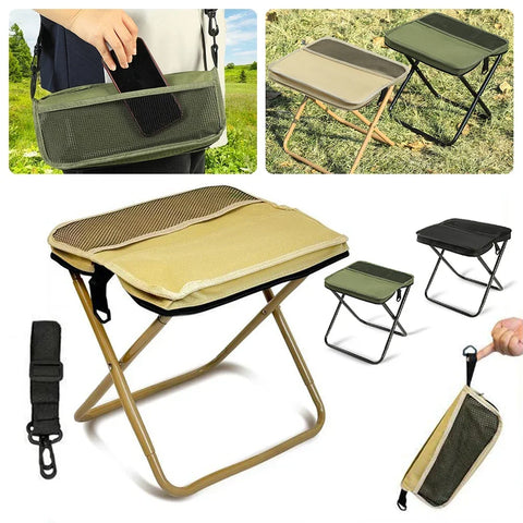 Foldable Backpack Stool – Portable Outdoor Fishing & Camping Chair with Storage Bag