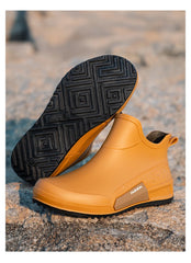 Unisex Short Tube Waterproof Rain Boots – Non-Slip Slip-On Outdoor Rubber Shoes