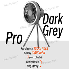 Rechargeable Camping Fan with LED Light & Power Bank – 4000/10000mAh Portable Outdoor Fan