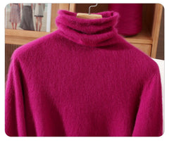 Women’s Mink Cashmere Pullover Sweater – High Collar