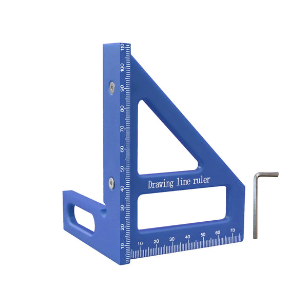 3D Multi-Angle Aluminum Measuring Ruler – 45°/90° Woodworking Square