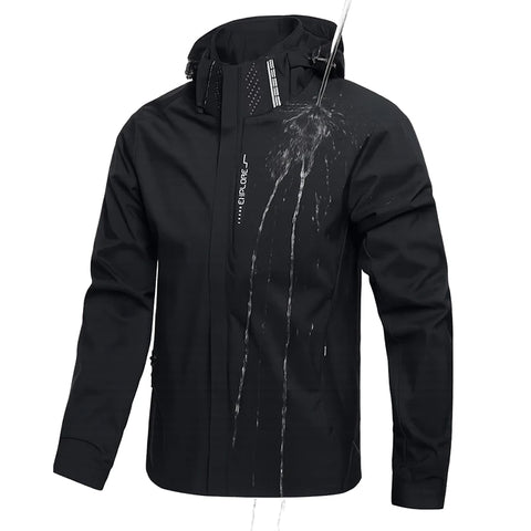 Men’s Waterproof Softshell Windbreaker – Lightweight Jacket with Removable Hood
