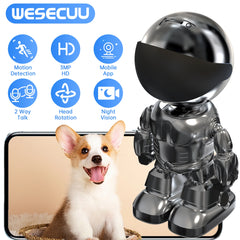 WESECUU 3MP WiFi Robot Camera – 1080P Indoor Security Cam with Auto Tracking