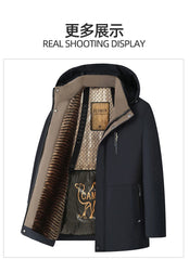 Luxury Camel Fleece Men’s Parka – Heavy Plush Winter Windbreaker