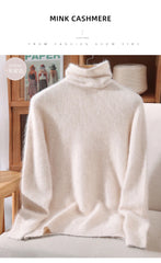 Women’s Mink Cashmere Pullover Sweater – High Collar