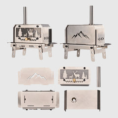 Portable Mini Folding Charcoal Stove – Stainless Steel Outdoor Fire Pit & Wood Burner for Camping