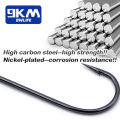 High Carbon Steel Fishing Jig Hooks – 50~100Pcs Long Shank Aberdeen Hooks