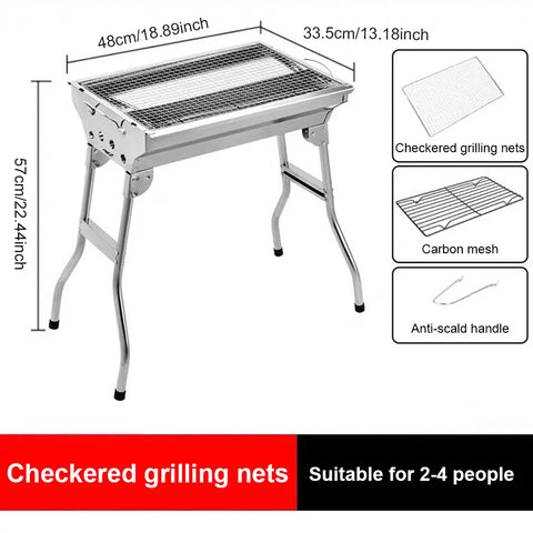 Portable Stainless Steel Foldable Charcoal BBQ Grill – Multi-Function Outdoor Camping & Picnic Barbecue