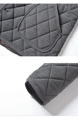 Men’s Winter Windproof Padded Jacket – Thick Fleece-Lined Diamond Quilted Coat