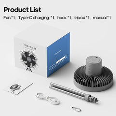 Rechargeable Camping Fan with LED Light & Power Bank – 4000/10000mAh Portable Outdoor Fan