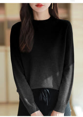 Women’s Gradient Wool Mock Collar Sweater – Thick & Warm