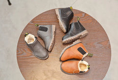 Kids Warm Plush Chelsea Boots – Autumn/Winter Fashion Ankle Boots with Zipper