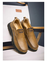 LETCOMFIT Men’s Slip-On Leather Loafers – Anti-Skid All-Season Shoes