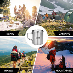LIXADA 750ml Stainless Steel Camping Mug with Lid & Foldable Handle