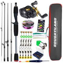 Sougayilang Baitcasting Fishing Rod & Reel Combo Kit – 5-Section Rod with Aluminum Spool Reel for Freshwater Bass Fishing