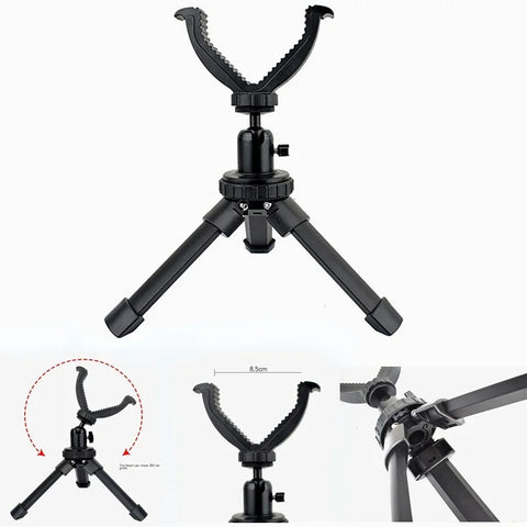 Aluminum Adjustable Rifle Rest Tripod – 360° Rotating V-Yoke Shooting Stand