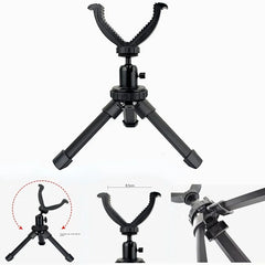 Aluminum Adjustable Rifle Rest Tripod – 360° Rotating V-Yoke Shooting Stand