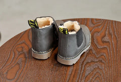 Kids Warm Plush Chelsea Boots – Autumn/Winter Fashion Ankle Boots with Zipper