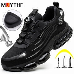 Rotating Button Men’s Safety Shoes – Anti-Smash, Anti-Puncture Work Sneakers