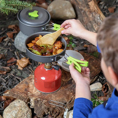 Camping Cookware Set – Portable Backpacker’s Outdoor Cooking Kit with Tableware & Storage Bag