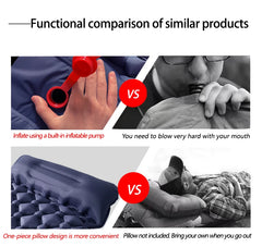 Ultralight Folding Camping Sleeping Pad with Pillow – Inflatable Air Mat for Outdoor Travel, Beach & Hiking