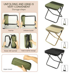 Foldable Backpack Stool – Portable Outdoor Fishing & Camping Chair with Storage Bag