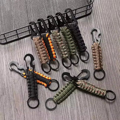 Outdoor Paracord Keychain Carabiner – Survival Kit with Bottle Opener & Rope Tools