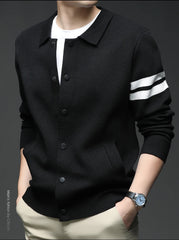 Men’s Knitted Cardigan Sweater – Fashionable Autumn/Winter Collar Jacket