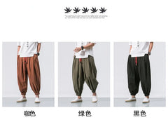 Men’s Oversized Cotton-Linen Harem Pants