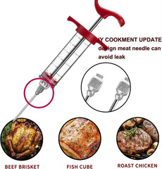 BBQ Meat Injector Syringe – Stainless Steel Marinade Flavor Injector for Turkey, Chicken & Grilling