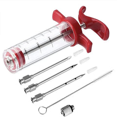 BBQ Meat Injector Syringe – Stainless Steel Marinade Flavor Injector for Turkey, Chicken & Grilling