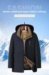 Luxury Camel Fleece Men’s Parka – Heavy Plush Winter Windbreaker