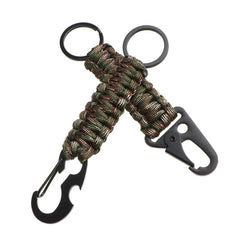 Outdoor Paracord Keychain Carabiner – Survival Kit with Bottle Opener & Rope Tools