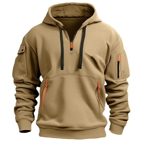 2025 Multi-Pocket Fleece Hoodie – Unisex Casual Pullover Sweatshirt