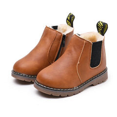 Kids Warm Plush Chelsea Boots – Autumn/Winter Fashion Ankle Boots with Zipper