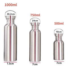 Stainless Steel Water Bottle – 500/750/1000ml Sports Flask