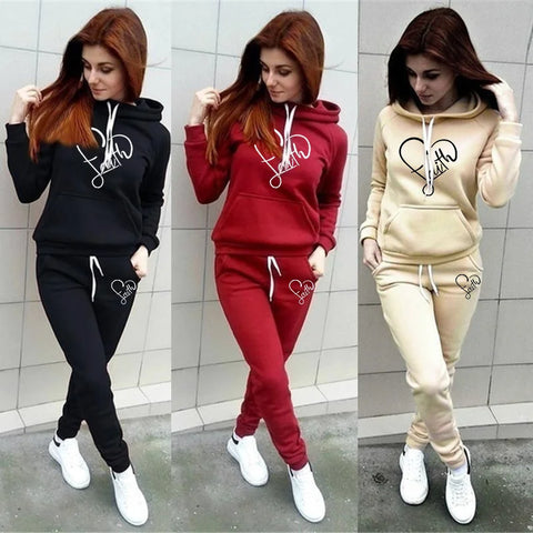 Women’s Fall/Winter Pullover Hoodie & Sweatpants Set – Loose Streetwear Two-Piece