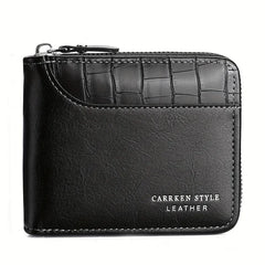 Luxury Men’s Leather RFID Wallet with Zipper & Coin Pocket