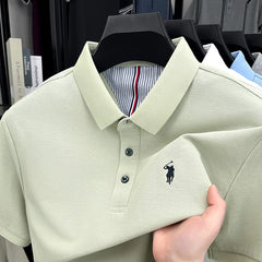 Men’s Luxury Cotton Polo – Pony Embroidery Short Sleeve