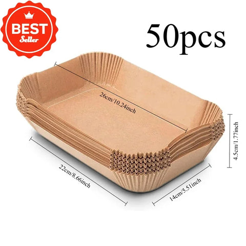 Extra Large Rectangular Air Fryer Liners – Non-Stick, Easy Clean, Oven Safe Paper Baskets