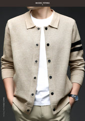 Men’s Knitted Cardigan Sweater – Fashionable Autumn/Winter Collar Jacket