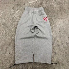 Y2K Double Waist Poker Embroidered Joggers