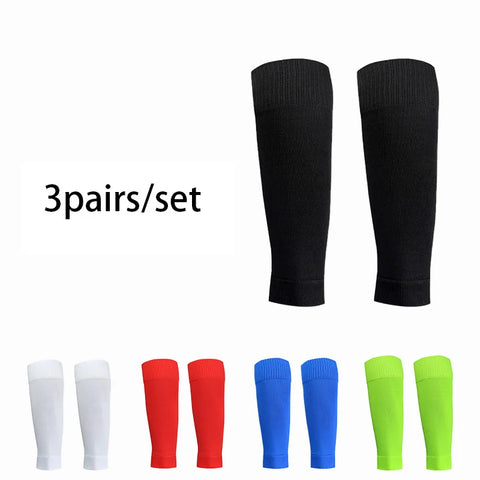 3 Pairs Football Socks with Shin Pad Covers – Men & Women Grip Cutsocks
