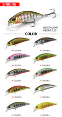 38mm Mini Sinking Minnow Fishing Lure