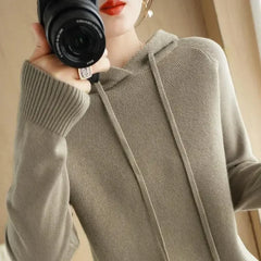 2025 Women’s Knit Hooded Sweater – Warm Autumn/Winter Casual Pullover