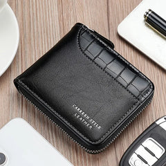 Luxury Men’s Leather RFID Wallet with Zipper & Coin Pocket
