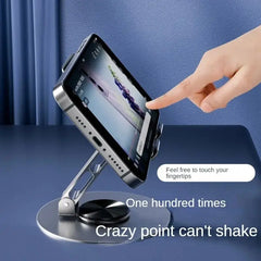 All-Metal Aluminum 360° Rotating Phone Stand – Folding Double-Shaft Holder