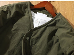 Retro Men's Cotton Jacket – Button-Up Waterproof Workwear Coat for Stylish Layering