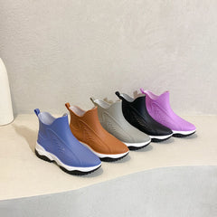Women’s Waterproof Slip-On Ankle Rain Boots – PVC Anti-Slip Platform Shoes