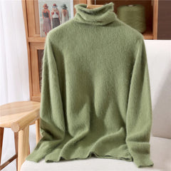 Women’s Mink Cashmere Pullover Sweater – High Collar